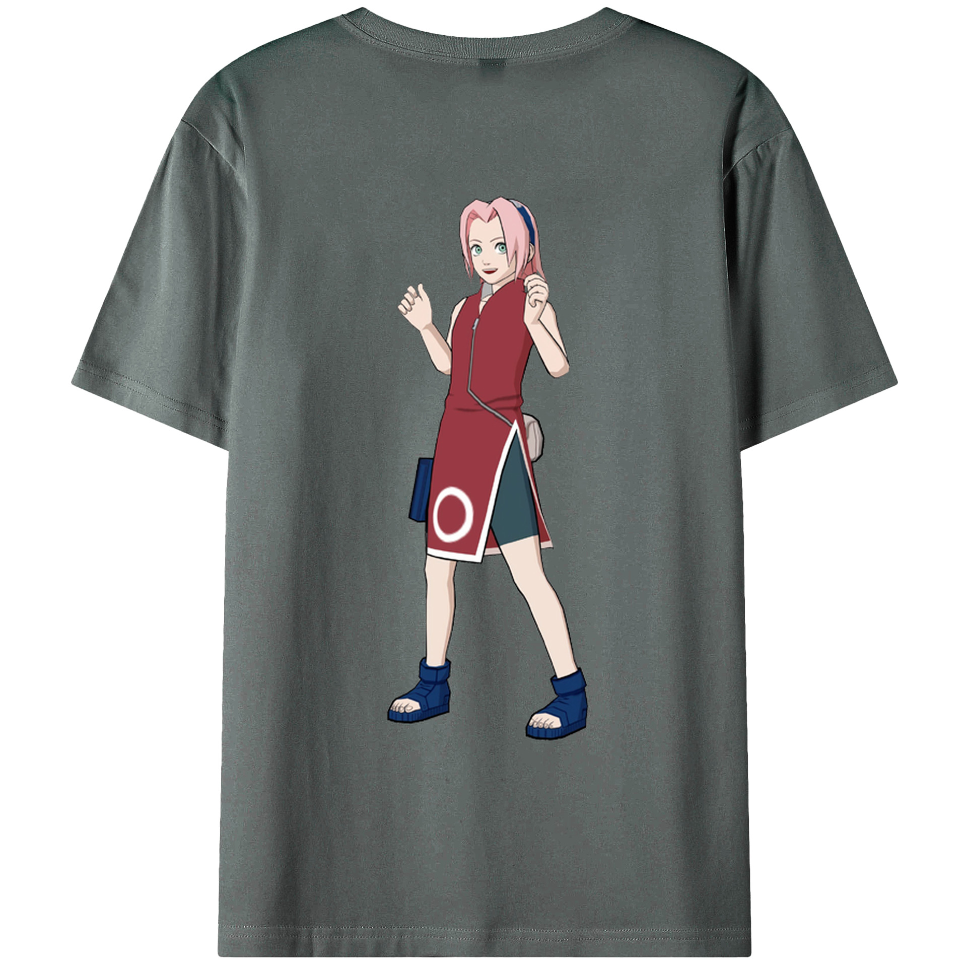 （画像用） NARUTO -ナルト- 春野サクラ Haruno Sakura 綿100％ メンズ半袖Tシャツ（バックプリント） 通気性